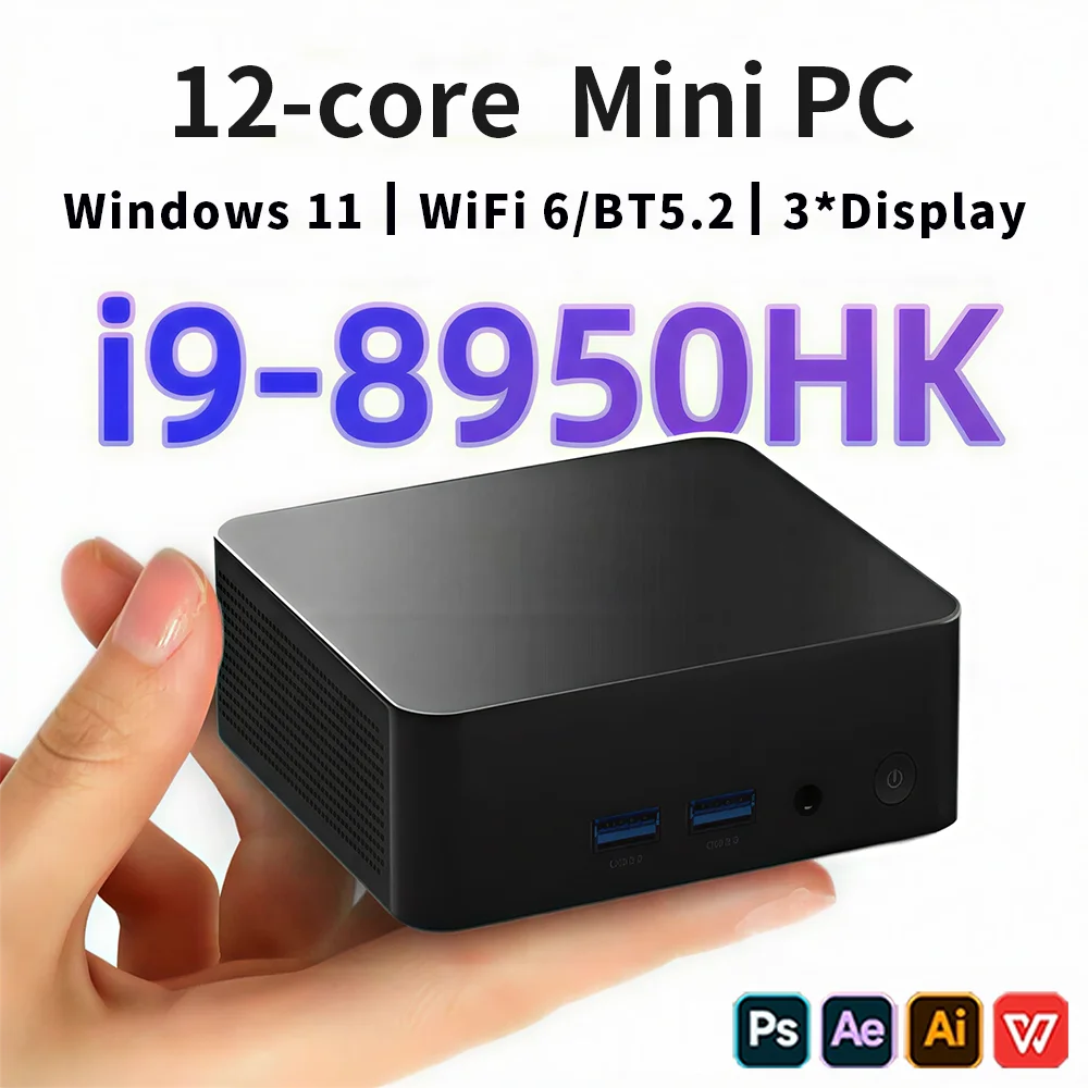 2026 Mini PC Core i9-8950HK/i7-4510 Windows 11 Pro Desktop PC Gaming Computer 16GB DDR4 512GB/1TB SSD WiFi6 BT5.2 4K Pc Desktop