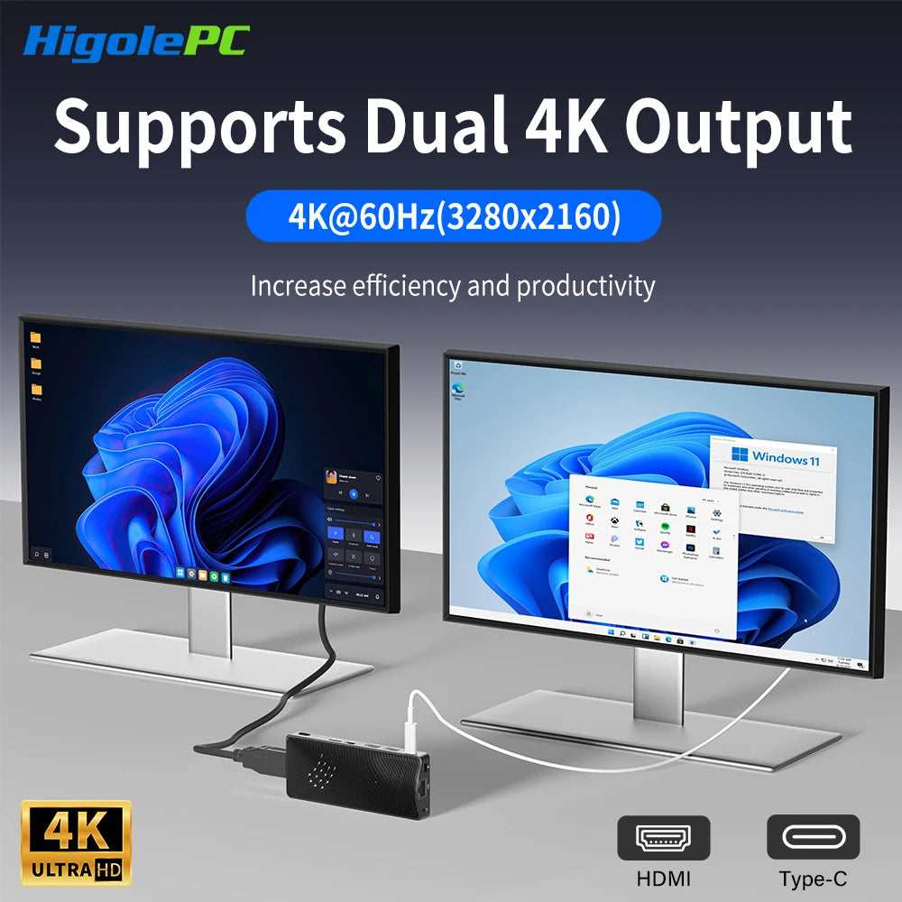 Higole PC Stick Fanless Mini PC Intel J4105 Windows 11 WiFi5 8GB 128/256GB Laptop Desktop PC HDMI 4K TV Stick PC Mini Computers