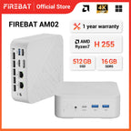 FIREBAT AM02 Mini PC AMD Ryzen 7 H255 DDR5 16GB RAM M.2 PCIe 512GB SSD WiFi6 BT5.2 1000M LAN Portable Windows11 Desktop Computer