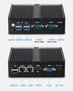 XCY Fanless Mini PC Intel Celeron J6412 N5105 2x GbE LAN 2x RS232 HDMI VGA WiFi 4G LTE Windows 10 Linux Industrial Computer