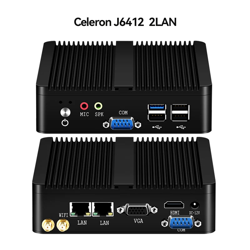 Fanless Mini PC Intel Celeron N2930 J1900 N2840 Dual LAN Windows 10 4 Core Industrial Mini Desktop Computer COM WiFi HTPC