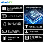 Higole Gole 2 Pro 5.5'' Mini PC Intel N5095 Windows 11 WiFi5 8/16 128/256G 2500mAh Screen Tablet Laptop Desktop PC Mini Computer