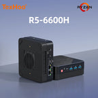 TexHoo Mini PC AMD R5 6600H  R7 7730U  R3 4300U Dual HDMI DP Wifi6 WDesktop Gaming Computer Dual network ports