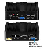 XCY Fanless Mini PC Intel Celeron J1900 Quad Cores Gigabit Ethernet 4x USB HDMI VGA Display Support WiFi Windows Linux/Ubuntu