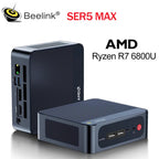 Beelink SER5 Max Mini PC AMD Ryzen7 6800U 7735HS DDR5 24GB SSD 500GB 1TB SER5 R5 5500U DDR4 16GB Support WiFi6 2.5G LAN Desktop