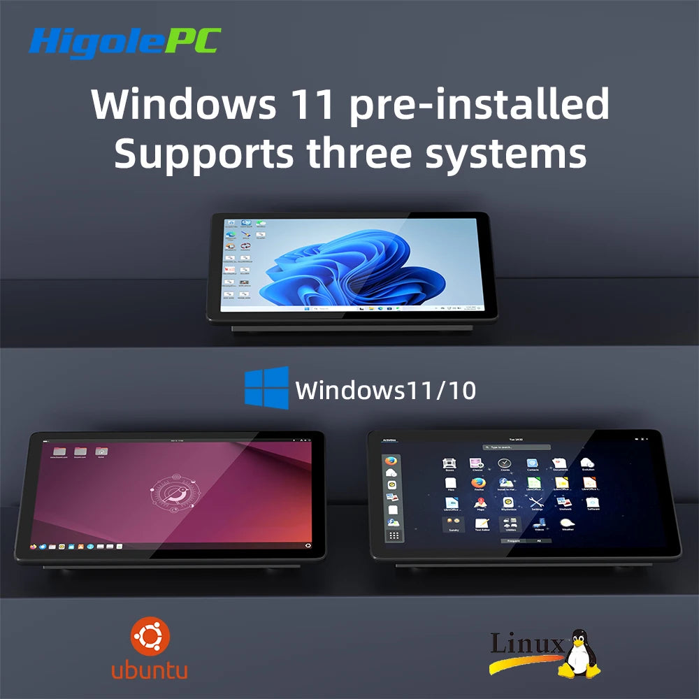 Higole F10 10.1'' Fanless Mini PC Intel N5095 Windows 11 WiFi5 8GB 128GB 5000mAh 4K RS-232 RJ45 Laptop Desktop PC Mini Computers