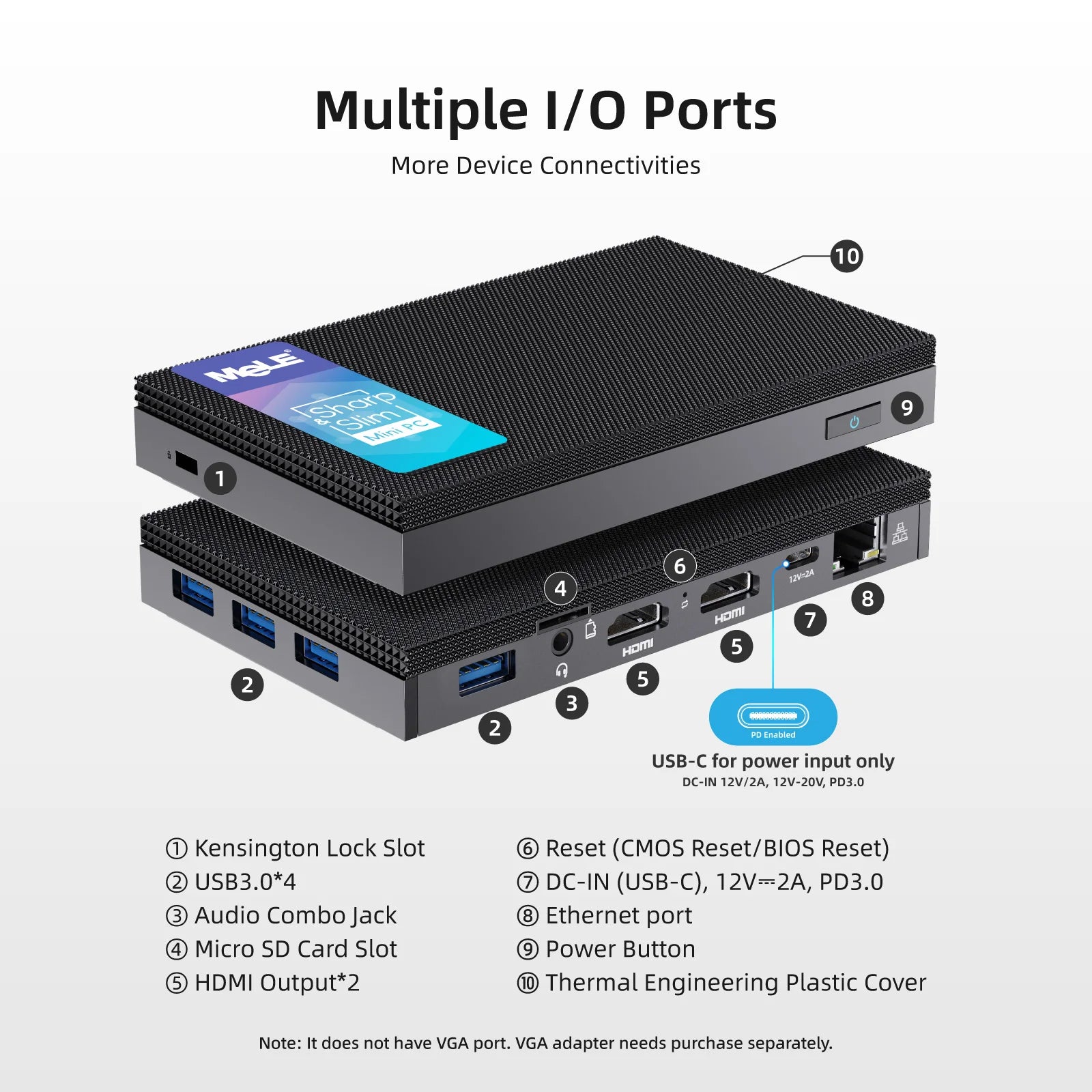 MeLE Quieter3Q Fanless Mini Computer Jaskperlake N5100 8G 128G Intel Mini PC NVMe SSD 4K HDMI HDR 2.4G 5G Gigabit PXE
