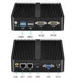 XCY Fanless Mini PC Intel Core i5-5200U i3-5005U Dual GbE LAN 2x RS-232 Serial Ports 4x USB Embedded IPC WiFi Windows Linux