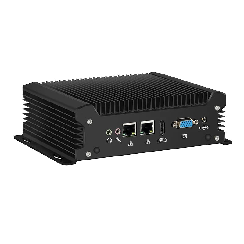 DC12V-19V Fanless Industrial PC Intel Core 4th-13th Gen Processor 2x RS232 2x Ethernet 8xUSB HDMI VGA Mini PCIE Win11/10 LInux