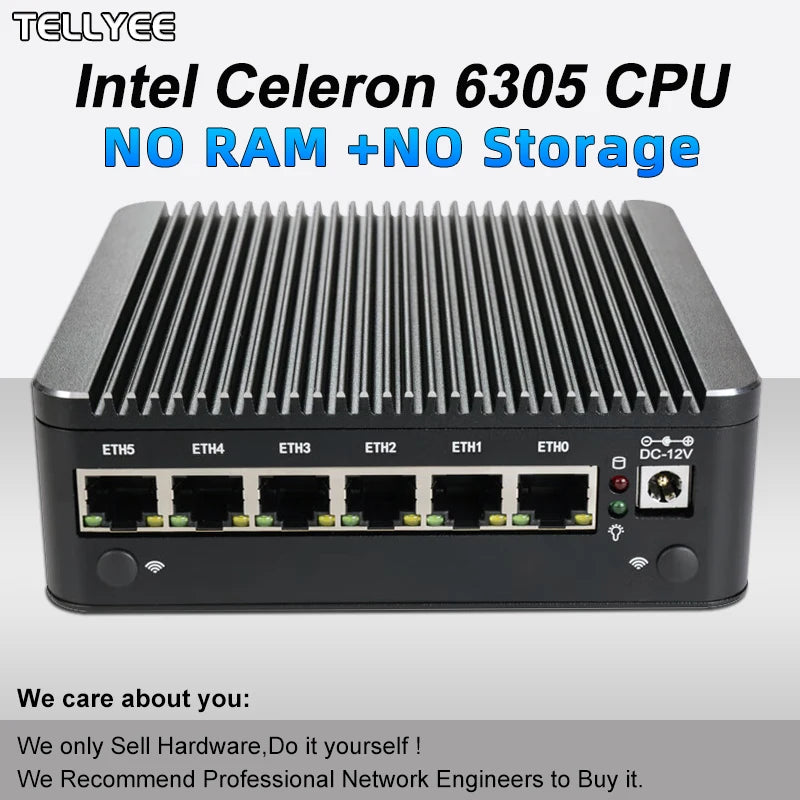 New Intel 6305 Soft router 6 LAN I226-V 2.5G fanless Mini PC DDR4 2*NVMe HD DP firewall OPNsense Mini PC