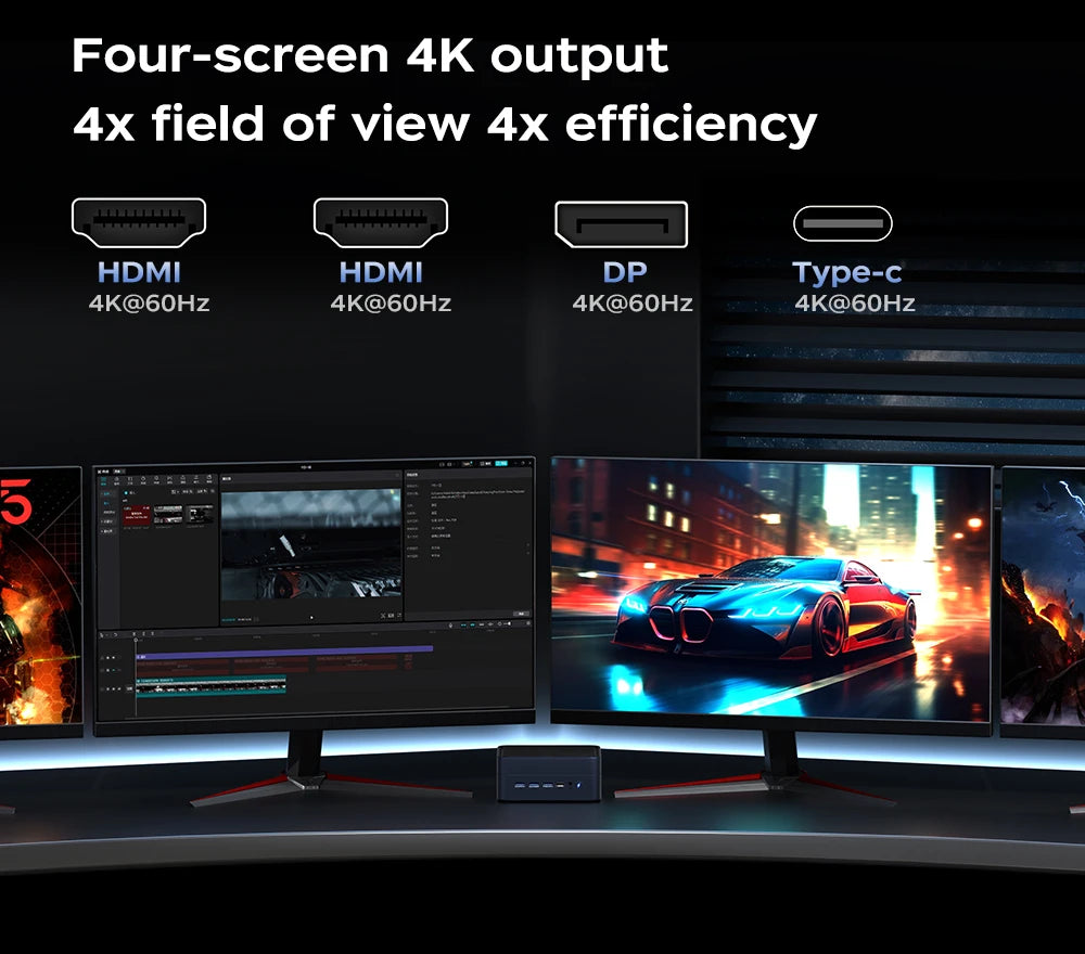 TexHoo MINI PC AMD R7 8745HS 7840HS 7735HS R5 6600H DDR5 NVMe Dual HDMI DP 4K Wifi6 WDesktop Gaming Computer Dual network ports