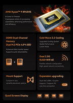 MINISFORUM UM890 Pro Mini PC AMD Ryzen 9 8945HS Windows 11 Mini Computer DDR5 32GB 1TB NVME SSD Oculink DP WiFi 6 Gaming Mini PC