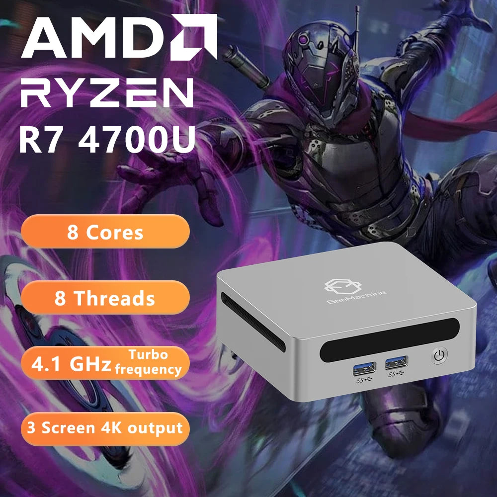 Windows 11 Ryzen DDR4 3200Mhz WiFi6 gaming pc Diy Gaming Computer Compact GenMachine Mini PC AMD Ryzen5 4700U 4750U 4800H 4900H