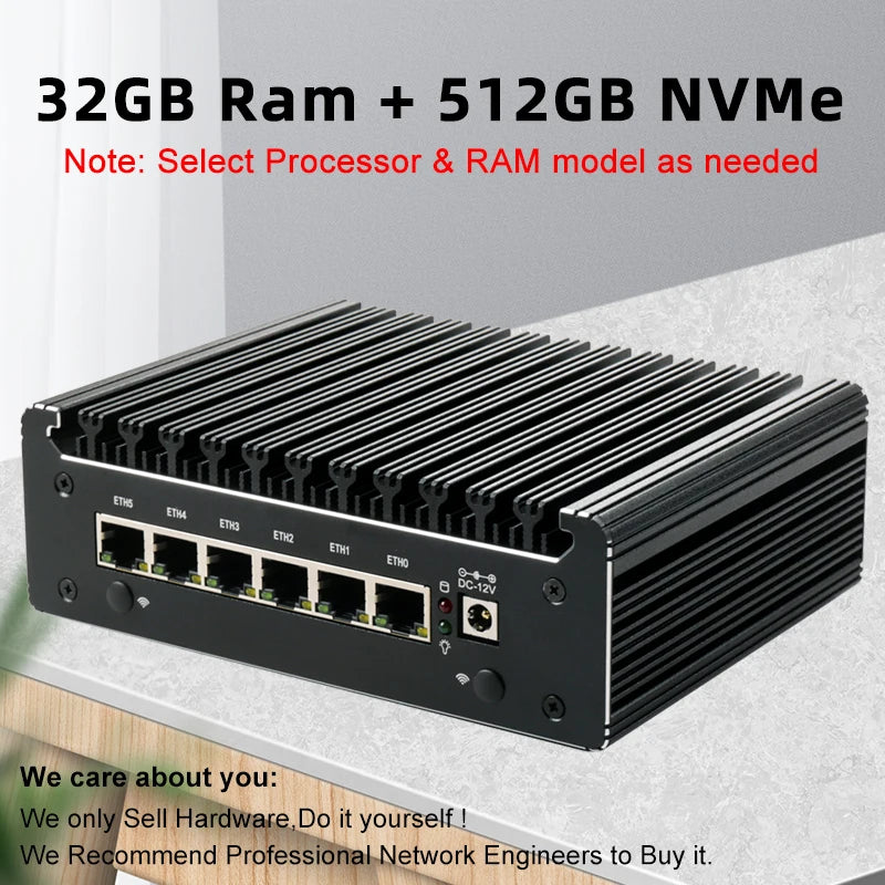 Intel Celeron 6305/N150/Pentium Gold 8505 Soft router 6Lans i226-V 2.5G Fanless Mini PC NVMe SATA pfSense Firewall Appliance