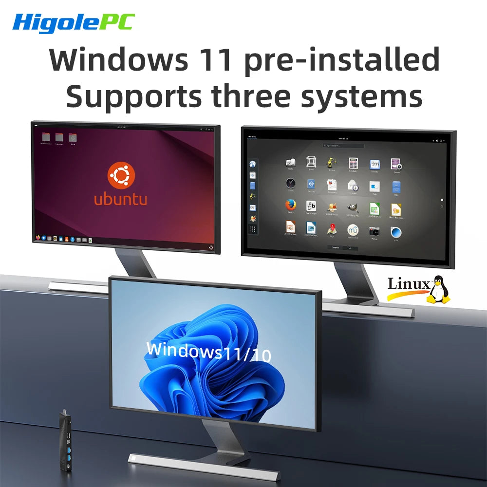 Higole PC Stick Fanless Mini PC Intel J4105 Windows 11 WiFi5 8GB 128/256GB Laptop Desktop PC HDMI 4K TV Stick PC Mini Computers