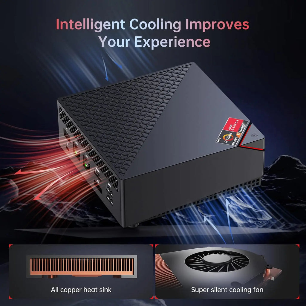 KAMRUI Mini Gaming PC AMD Ryzen7 7730U 32GB DDR4 3200MHz Dual Channel 512GB M.2 SSD up to 4.5Ghz WiFi6 BT5.2 4K Desktop Computer