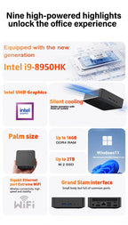 NEW Mini PC Intel Core i9 8950HK 16GB RAM 1/2TB SSD Bluetooth 5.2 WiFi6 1000M Ethernet Windows 11 Gaming Office PC