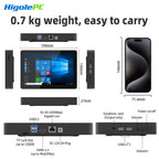 Higole F3APL 8'' Fanless Mini PC Intel J3455 Windows 10 WiFi5 4GB 64GB 2340mAh with Screen 4K Laptop Desktop PC Mini Computers