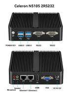 Helorpc Industrial Mini PC with Inter i3 i5 Celeron Processor Support WIN10 Linux RS232 WiFi with 4xUSB 1xHDMI 1xVGA Computer