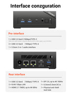 FIREBET AM02 Mini PC 6600H CPU 6C/12T MAX 4.5GHz 16GB LPDDR5 RAM 512GB SSD Windows 11 Desktop 2*RJ45 WIFI6 BT5.2 Gaming Computer