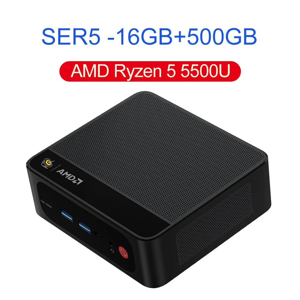 Beelink SER5 Mini PC AMD Ryzen 5 5500U DDR4 16GB SSD 500GB Support WiFi6 BT5.2 4K HD 1000M Desktop Computer