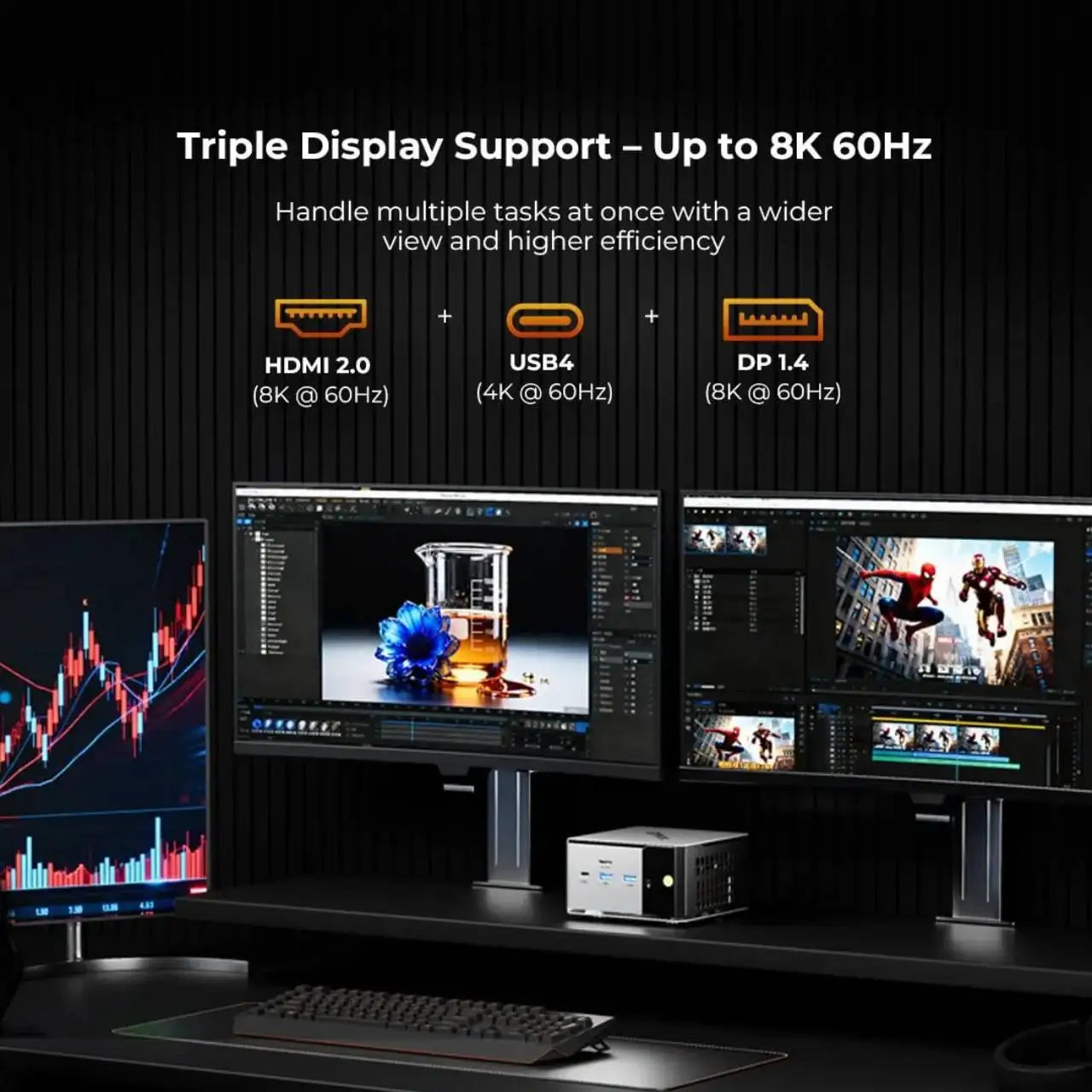 GMKtec M8 Mini PC AMD Ryzen 5 PRO 6650H 16GB RAM NO SSD NO OS Mini Desktop Computers Triple 4K Display, WiFi5.2,BT6E, USB-C, DP