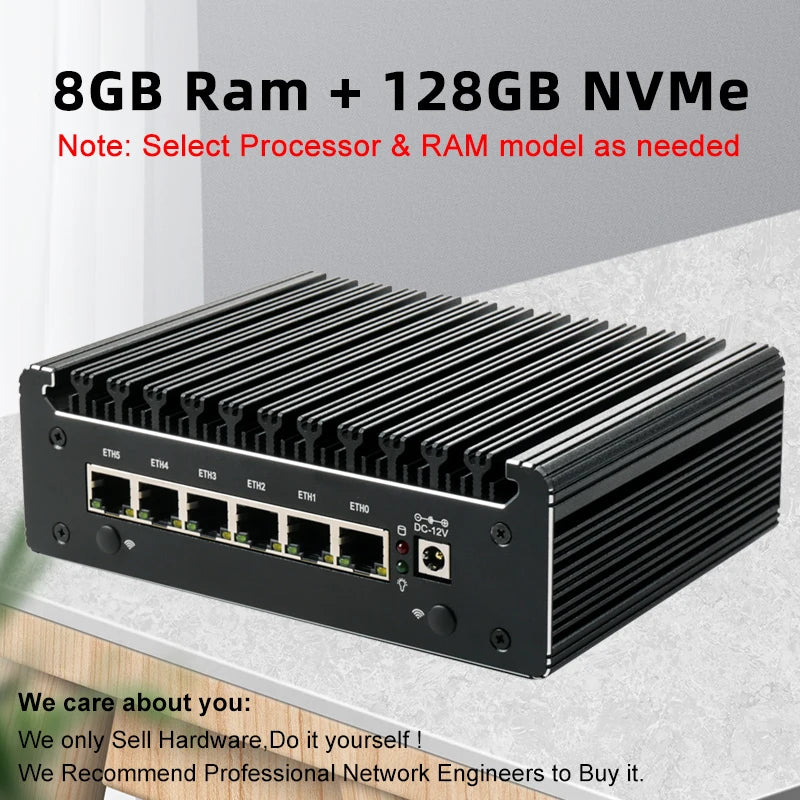 Intel Celeron 6305/N150/Pentium Gold 8505 Soft router 6Lans i226-V 2.5G Fanless Mini PC NVMe SATA pfSense Firewall Appliance