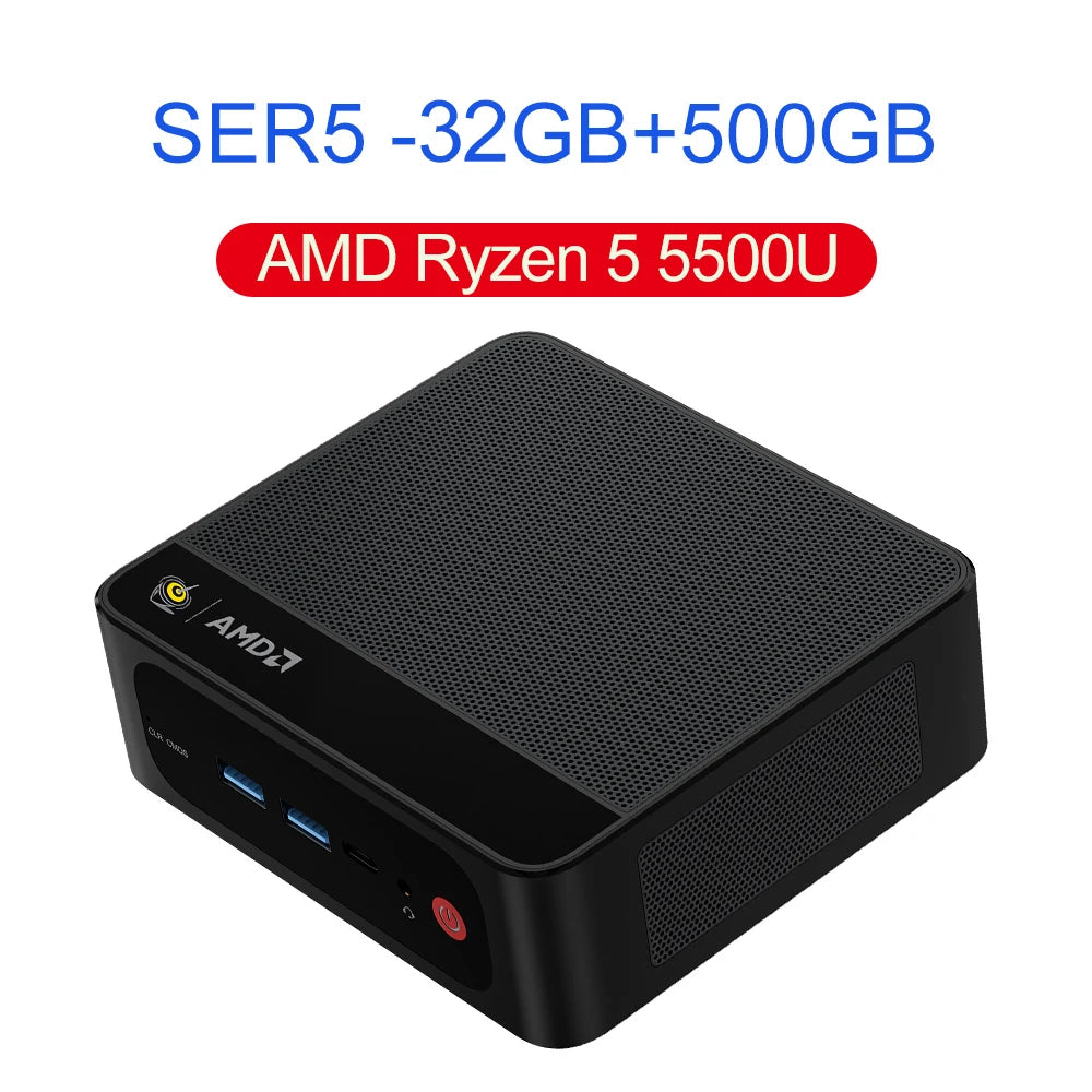 Beelink SER5 Mini PC AMD Ryzen 5 5500U DDR4 16GB SSD 500GB Support WiFi6 BT5.2 4K HD 1000M Desktop Computer