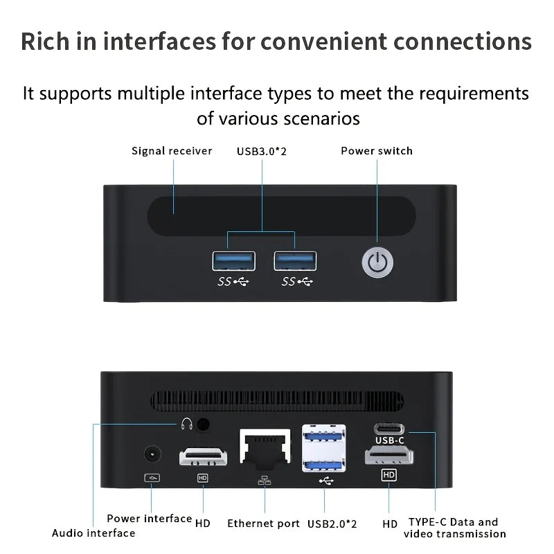 Genmachine Mini PC Computer Gaming AMD Ryzen7 5700U 4800H 5800H 4500U Pocket Dual HDMI LAN WIFI6 BT5.2 Windows 11 Ryzen Computer