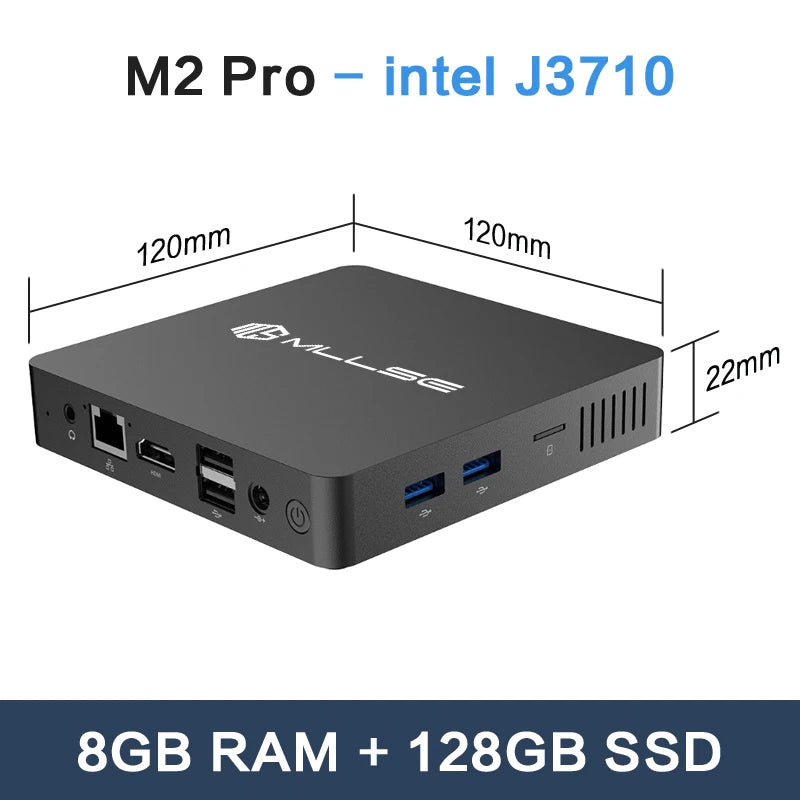 MLLSE Mini PC M2 Pro Intel Gemini Lake Intel J3710 8GB RAM 128GB ROM Dual-Band WiFi 5 Bluetooth 4.2 USB 3.0 Mini Computer