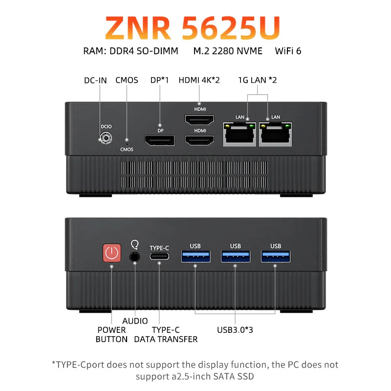 TexHoo Mini PC Computer Gaming AMD Ryzen7 5800H Pocket Dual HDMI LAN WIFI6 Windows 11 Pro NUC Office DDR4 NVMe Four Display