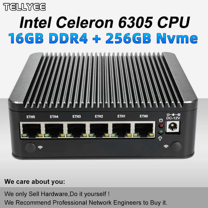 New Intel 6305 Soft router 6 LAN I226-V 2.5G fanless Mini PC DDR4 2*NVMe HD DP firewall OPNsense Mini PC