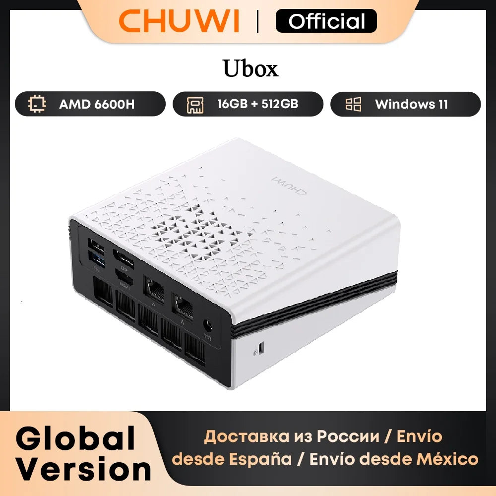 CHUWI UBox Mini PC Ryzen 6600H/7430U Processor AMD CPU 16GB RAM 512GB SSD Windows 11 Desktop Computer PC 4K Decording WIFI 6 PC
