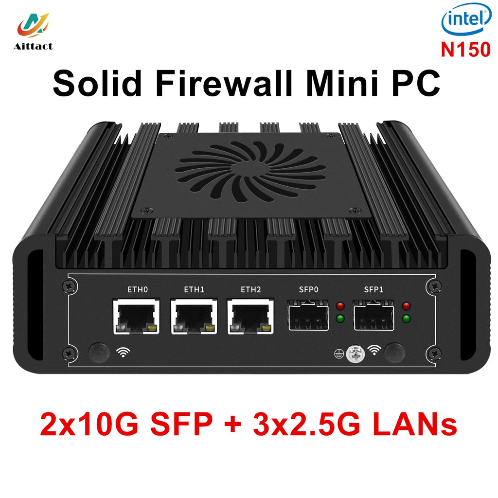 Firewall Mini PC Intel N150 I3 N300 2x10G SFP 3x2.5G i226-V Lans DDR5 NVMe pfSense OPNsense Micro Firewall Appliance