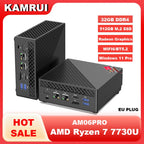 KAMRUI Mini Gaming PC AMD Ryzen7 7730U 32GB DDR4 3200MHz Dual Channel 512GB M.2 SSD up to 4.5Ghz WiFi6 BT5.2 4K Desktop Computer