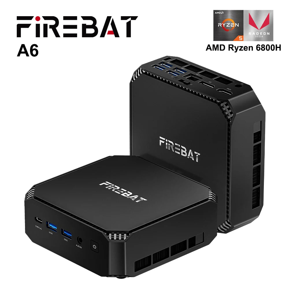Firebat A6 Mini PC AMD R7 7735HS 8-core 16-thread Computer 16GB LPDDR5 RAM 512GB SSD WiFi 6 BT5.2 Mini PC 4K Desktop Computer