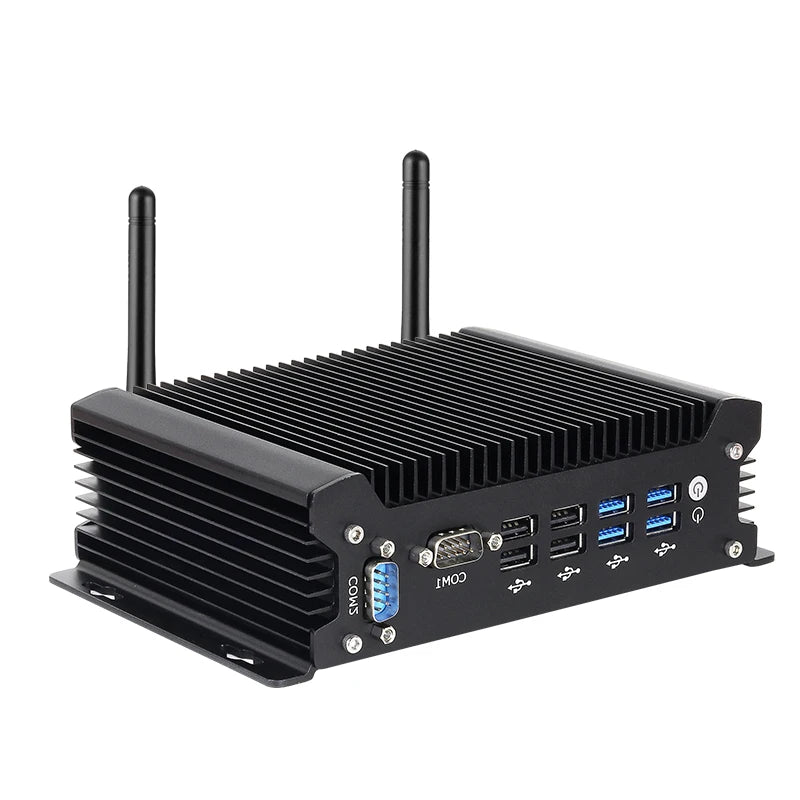 DC12V-19V Fanless Industrial PC Intel Core 4th-13th Gen Processor 2x RS232 2x Ethernet 8xUSB HDMI VGA Mini PCIE Win11/10 LInux