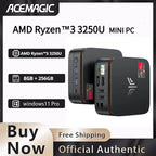 ACEMAGIC AMD Ryzen3 3250U Mini PC DDR4 8GB RAM 256GB SSD Computer Max 3.5GHz Desktop 4K Dual Display Mini PC Home & Light Gaming