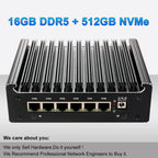 Intel Pentium Gold 8505 Soft Router 6 Lans i226-V 2.5G Fanless Mini PC COM HD DP USB Type-C DDR5 SATA pfSense Firewall Appliance