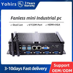 Yohirs Industrial Fanless Mini Computer Intel Core i5 3317U Celeron 1037U 2xRJ45 Lan 4xRS232 COM 8USB Rugged Micro PC Win7 XP OS