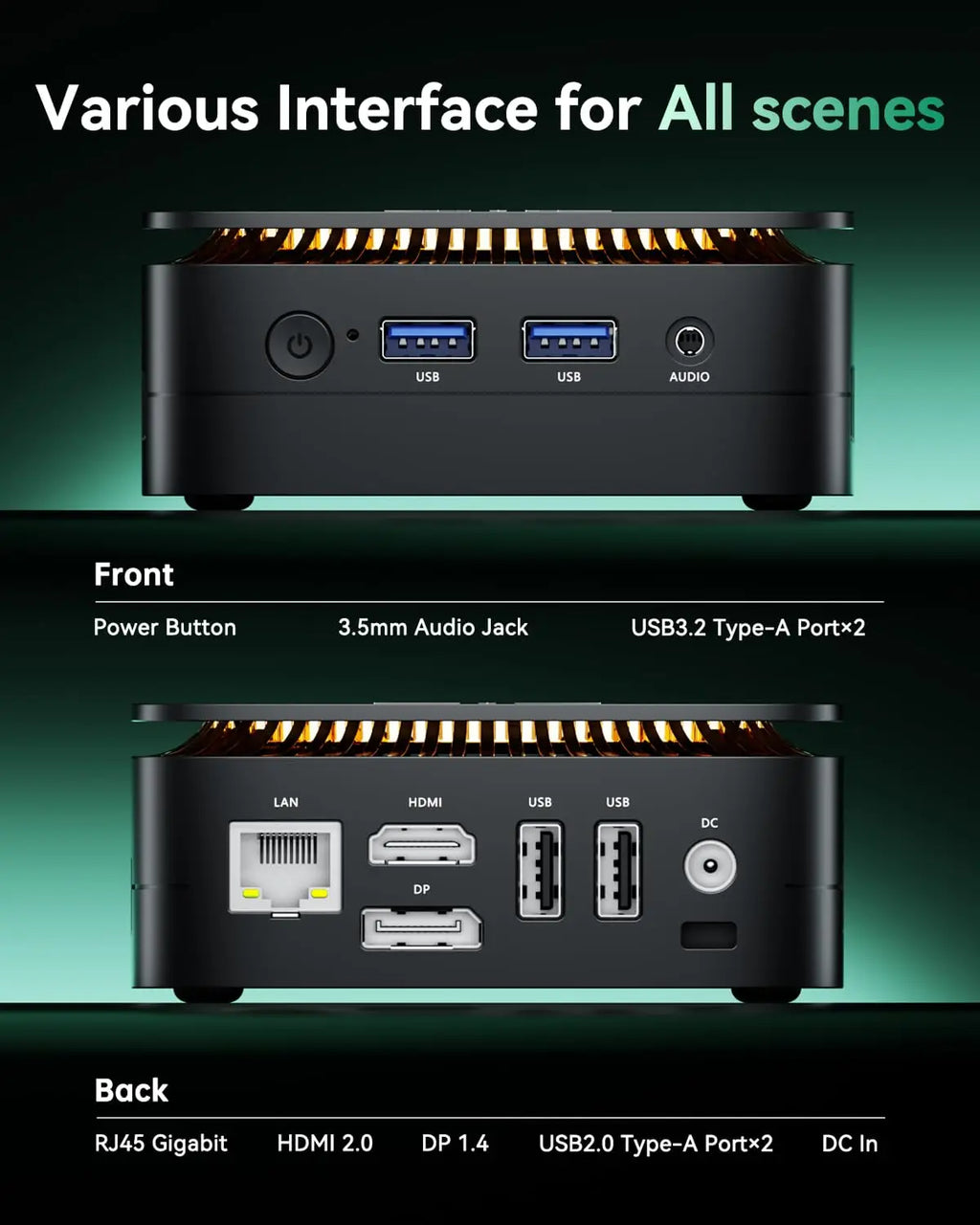 ACEMAGIC AMD Ryzen3 3250U Mini PC DDR4 8GB RAM 256GB SSD Computer Max 3.5GHz Desktop 4K Dual Display Mini PC Home & Light Gaming